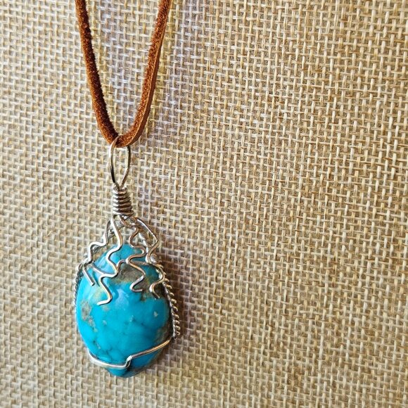 Southwest Turquoise and Sterling Silver Pendant - Picture 2 of 7